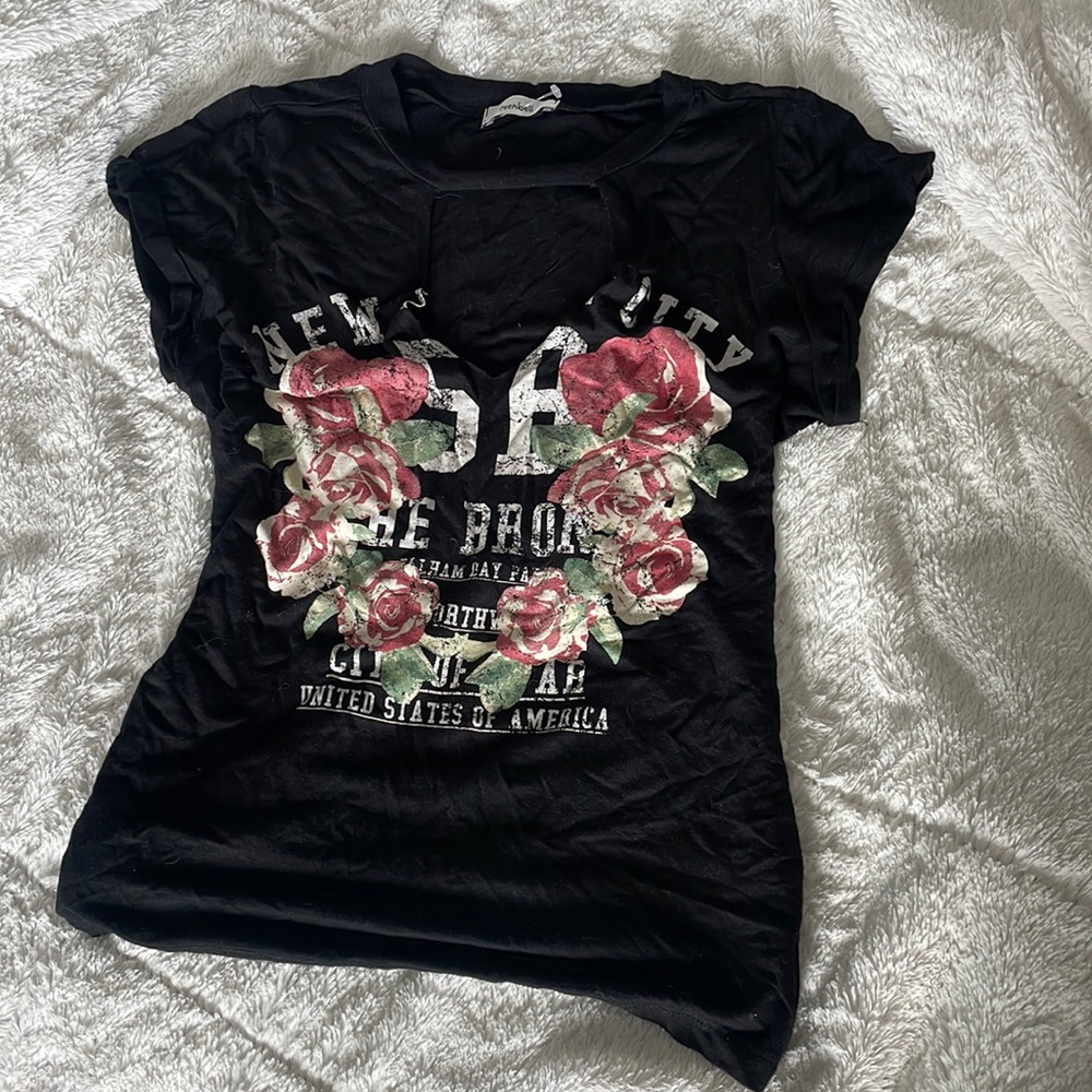 black rose t-shirt with open chest